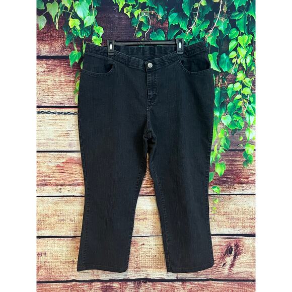 Riders by Lee Black Crop Straight Leg Denim Jeans Women Size 24 Plus 40x25 EUC - Picture 1 of 6